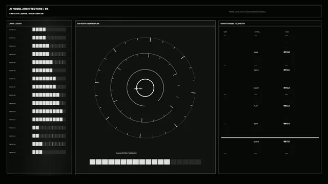 Monochrome Layer Ledger and Capacity Telemetry HUD 4K Wallpaper