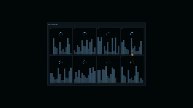 Energy Storage Capacity HUD Dashboard with Eight Bar Charts 4K Wallpaper