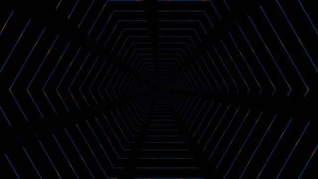 Electric Blue Hexagonal Tunnel on Black 4K Wallpaper