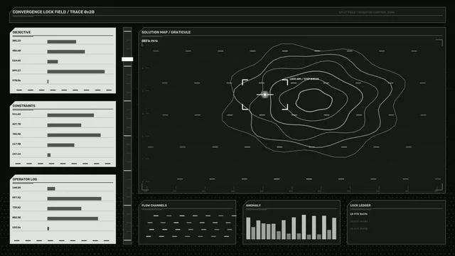 Dark Sci-Fi Telemetry HUD with Contour Map and Instrument Panels