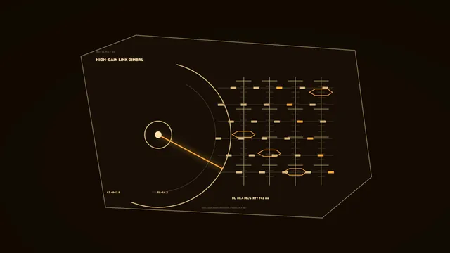 High-Gain Link Gimbal Spacecraft Telemetry HUD 4K Wallpaper