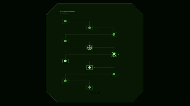 Green Energy Storage Cascade HUD Schematic – 4K Sci-Fi Wallpaper