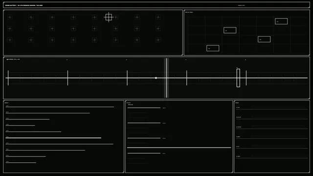Drone Battery Status HUD with Grid Scanner and Telemetry Panels