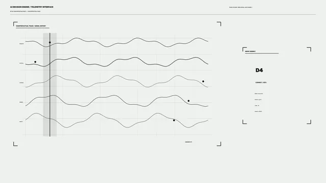 Minimalist Sci-Fi Telemetry HUD with Waveform Dashboard 4K Wallpaper