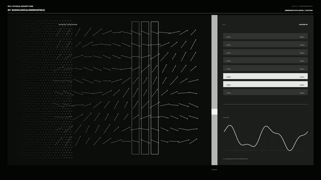 Fictional Facility Security Grid HUD with Vector Field Telemetry 4K Wallpaper