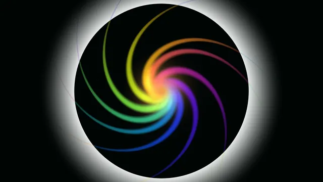 Rainbow Fractal Rosette Spiral on Black 4K Wallpaper