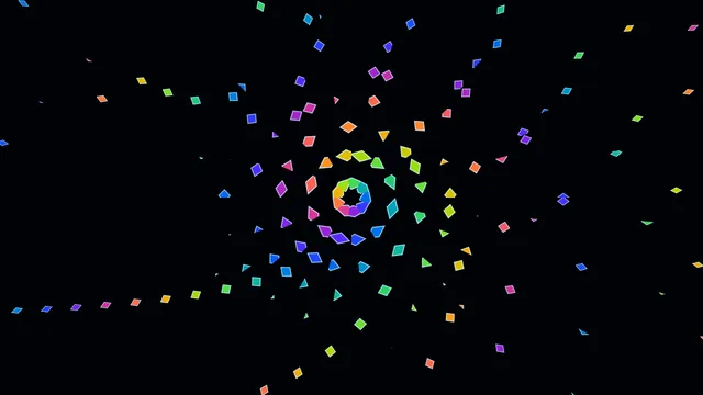 Colorful Geometric Radial Burst on Black 4K Wallpaper