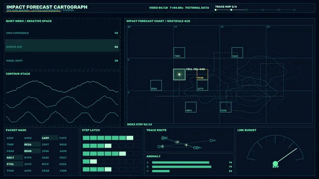 Futuristic Impact Forecast Cartography HUD Dashboard