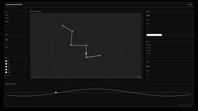 Drone Navigation Route HUD Interface with Telemetry Map, 4K Wallpaper