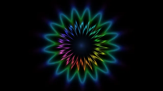 Colorful Neon Mandala on Black Background
