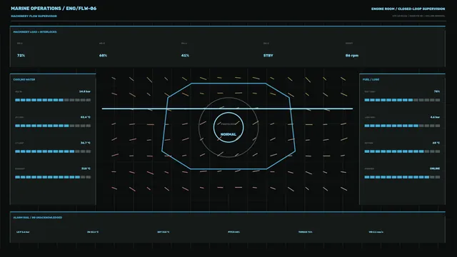Industrial Engine Monitoring HUD Dashboard – 4K Sci-Fi Wallpaper