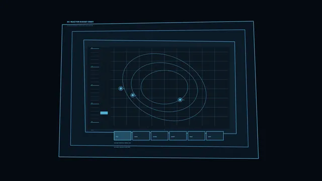 Reactor Budget Orbit HUD with Cyan Telemetry Grid