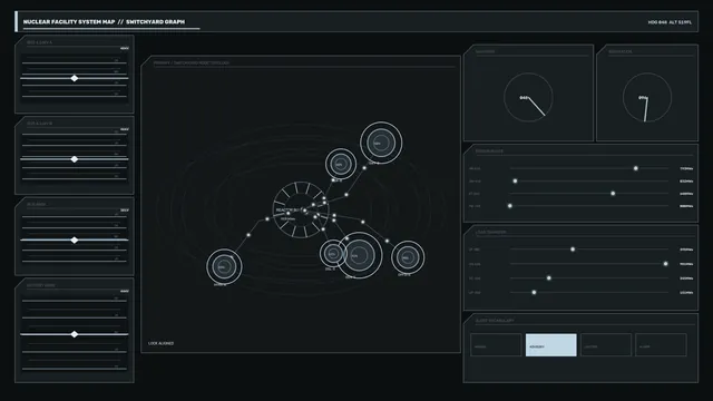 Industrial Switchyard Control HUD System Map 4K Sci-Fi Wallpaper