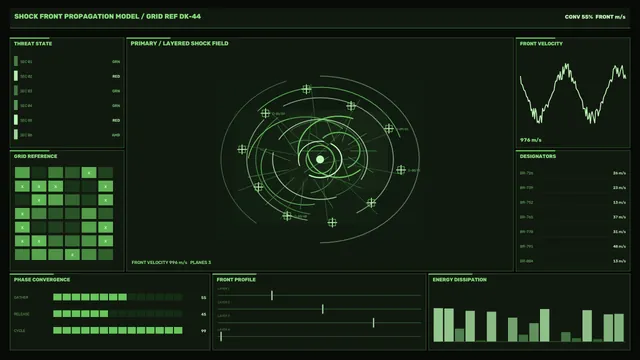 Shock Front Telemetry HUD Dashboard 4K Wallpaper