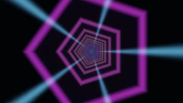 Abstract Neon Hexagonal Tunnel with Cyan Light Beams 4K Wallpaper