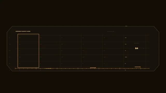 Amber Confidence Telemetry HUD Score 84 4K Wallpaper