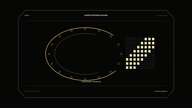 Sci-Fi Spacecraft Alert HUD with Circular Telemetry Ring