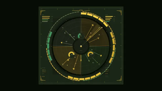 Circular Radar-Style Telemetry HUD with Vector Indicators, 4K Wallpaper
