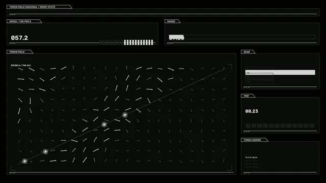 Monochrome Token Field Telemetry HUD 4K Wallpaper