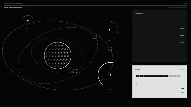 Monochrome Orbital Transfer HUD Interface 4K Wallpaper