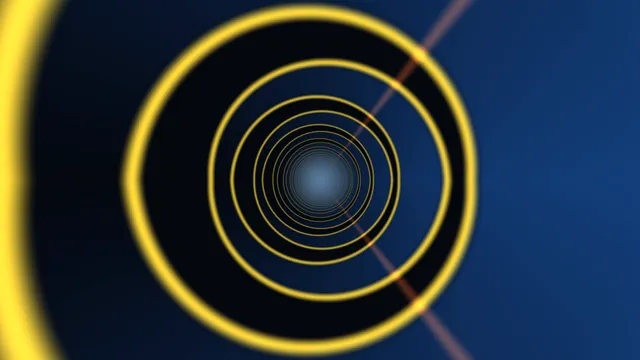Abstract Golden Concentric Ring Tunnel on Deep Blue