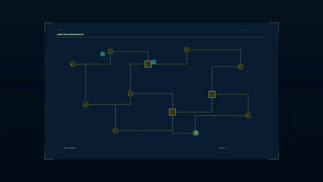 Sci-Fi Route Network HUD with Node Dashboard – 4K Wallpaper