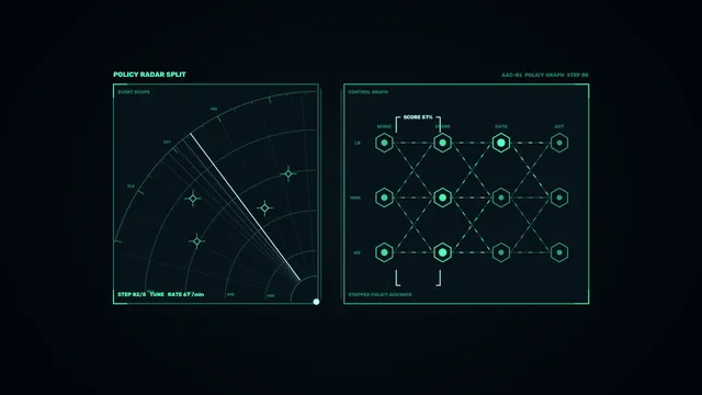 Policy Radar Split 4K Sci-Fi HUD Wallpaper