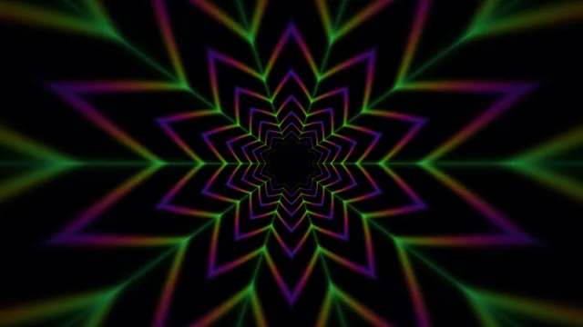Symmetrical Neon Rainbow Geometric Tunnel on Black 4K Wallpaper