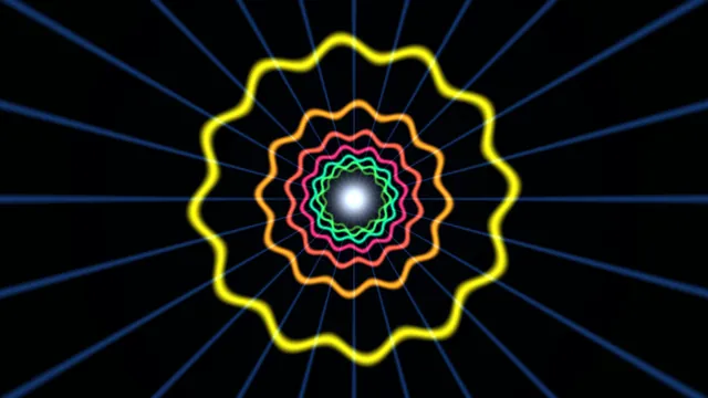 Neon Concentric Rings with Radial Lines 4K Wallpaper