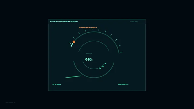 Critical Life Support Reserve HUD with Circular Telemetry Gauge – 4K Sci-Fi