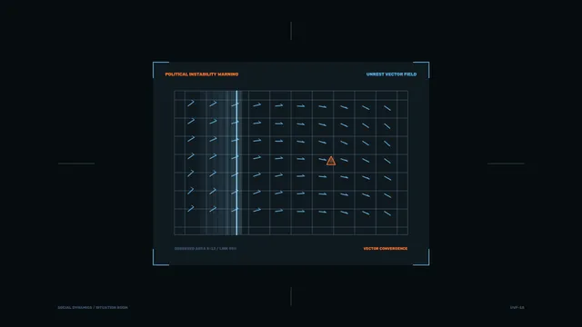 Political Instability Warning Vector Field HUD – 4K Sci-Fi Wallpaper