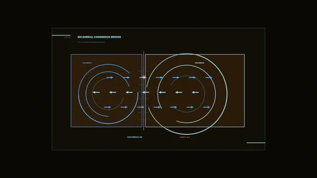 Dual-Chamber Consensus Bridge Sci-Fi HUD 4K Wallpaper
