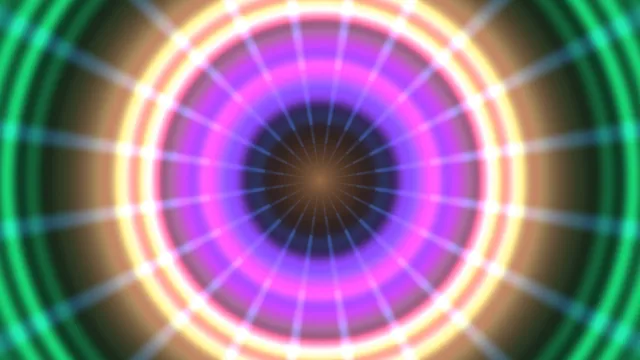 Neon Concentric Tunnel with Radial Light Grid 4K Wallpaper