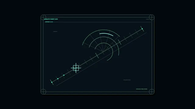 Green and Cyan Telemetry HUD with Radar Scanner and Target Lock