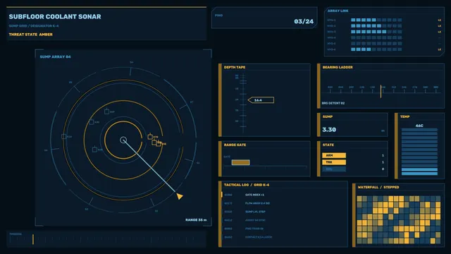 Subfloor Coolant Sonar Array HUD 4K Sci-Fi Wallpaper