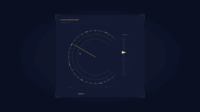 Amber Circular Radar-Style Telemetry HUD, Dark Blue 4K Wallpaper