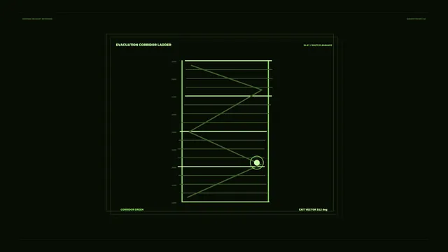Green Evacuation Corridor Ladder HUD Screen Graphic