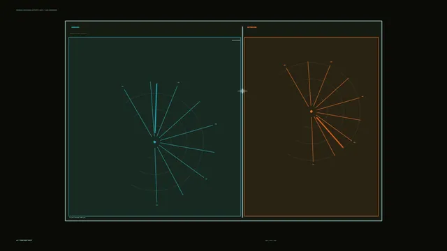 Inbound and Outbound Radar Scanner HUD in Cyan and Orange