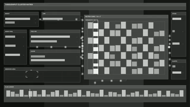 Monochrome Sci-Fi Throughput Matrix HUD Dashboard 4K Wallpaper