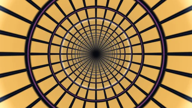 Amber Geometric Tunnel Grid with Concentric Rings