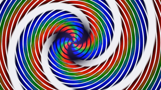 RGB Concentric Spiral Tunnel 4K Wallpaper