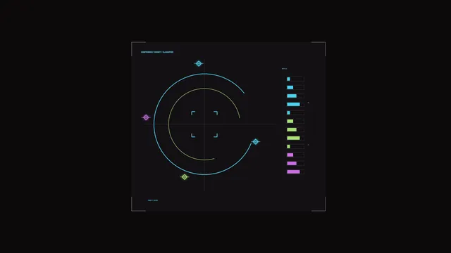 Circular Scanner Telemetry HUD with Multicolor Status Bars 4K Wallpaper