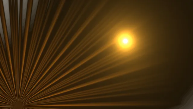 Golden Radial Light Streaks and Luminous Orb