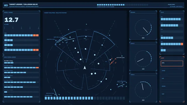 Maritime Collision-Avoidance Radar HUD Dashboard Wallpaper