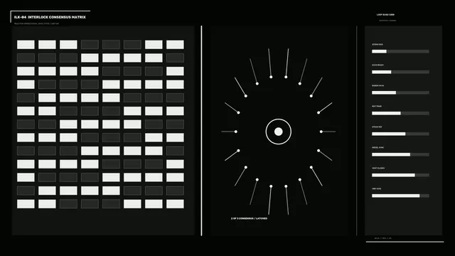 Reactor Interlock Consensus Matrix HUD — Free 4K Sci-Fi Wallpaper