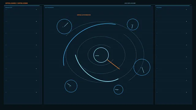 Critical Alert Control HUD with Circular Telemetry Gauges 4K Sci-Fi Wallpaper