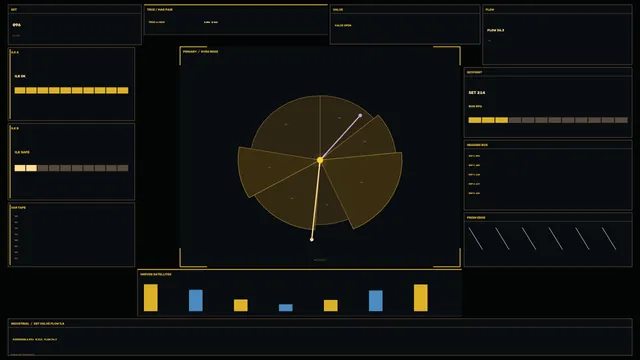 Industrial Flow Control HUD Dashboard – 4K Sci-Fi Wallpaper