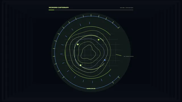 Microgrid Cartograph Circular Telemetry HUD in Lime and Blue 4K
