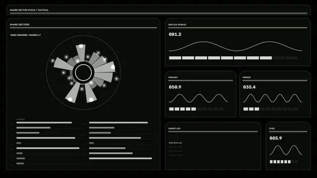 Futuristic Shard Sector Data Control Panel HUD 4K Wallpaper