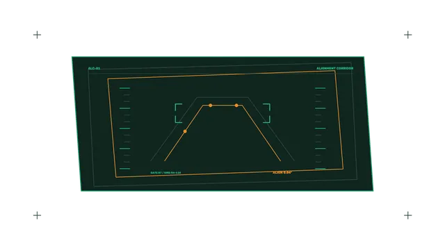 4K Sci-Fi HUD Alignment Corridor Interface Wallpaper